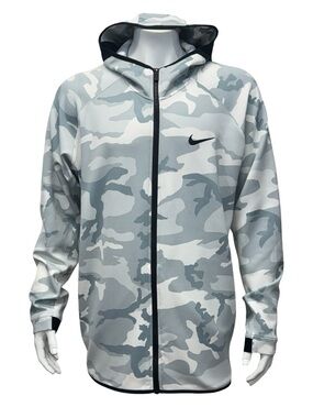 Nike Dri-Fit White Gray Camo Camouflage Flex Hooded Training Full Zip Jacket XXL